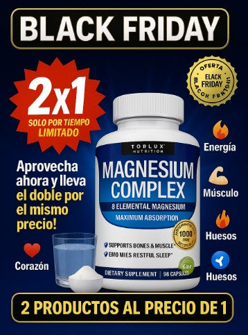 Magnesio Complex ® 8 en 1 Mejora el sueño, reduce el estrés y fortalece músculos y huesos .